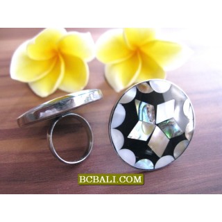 Stainless Steels Finger Rings with Ocean Seashells 